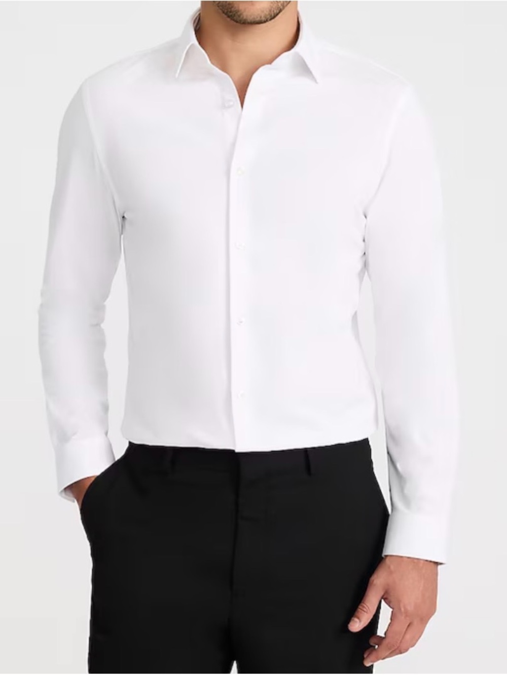 Express White Men's Dress Shirt - Spread Collar